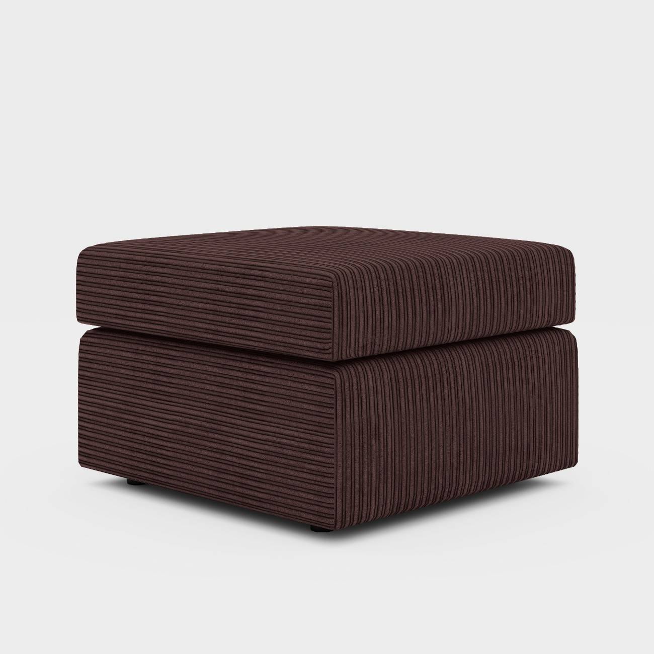 Gamzo Outlet jumbo cord footstool with plush fabric, rectangular shape, and sturdy wooden legs for comfortable seating and decor.