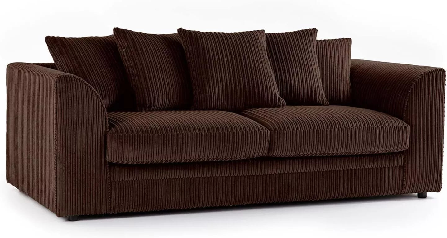 Jumbo Cord Fabric 3 Seater Scatter Back Sofa