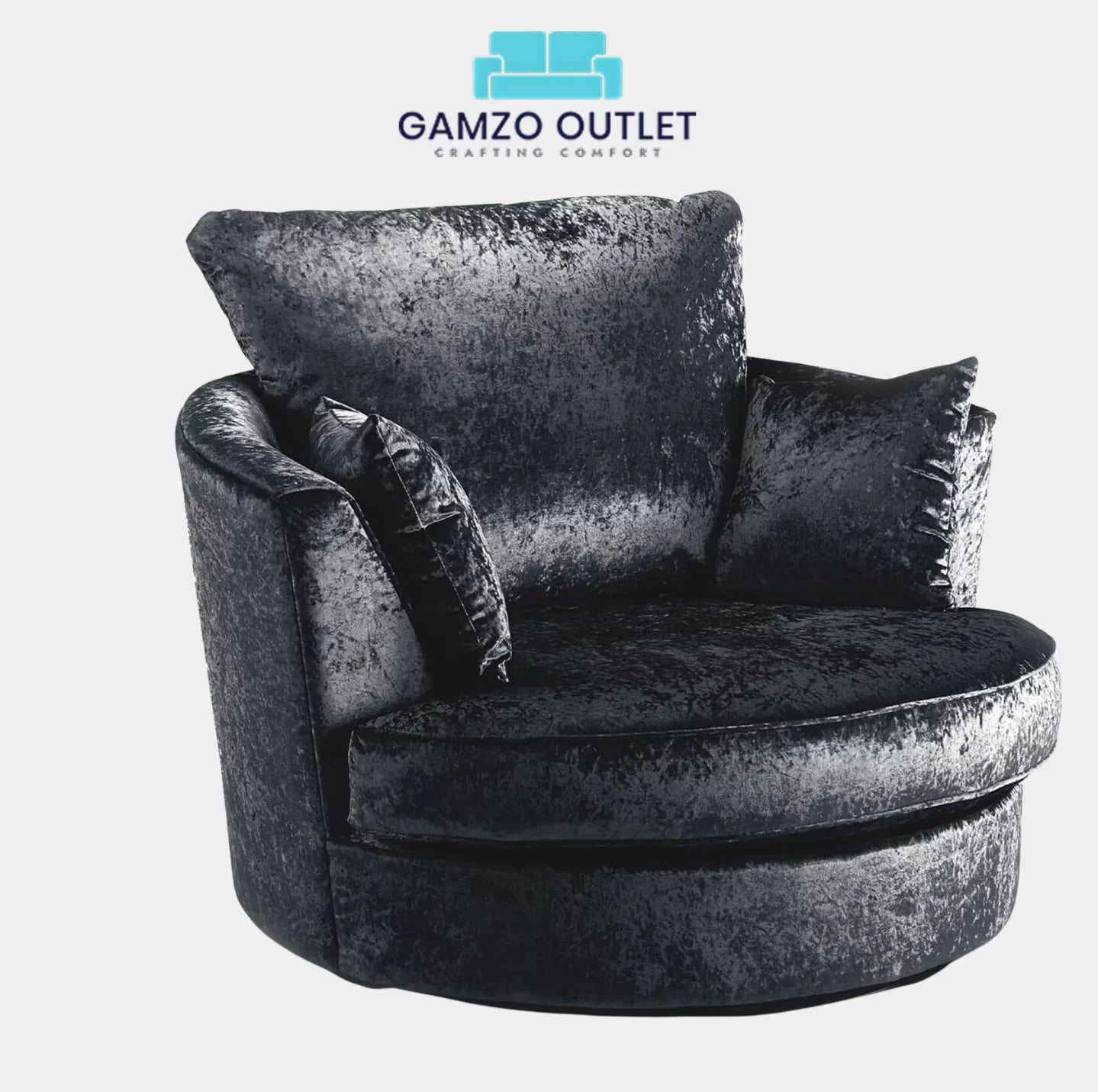 Crushed Velvet Swivel Chair - Gamzo Outlet