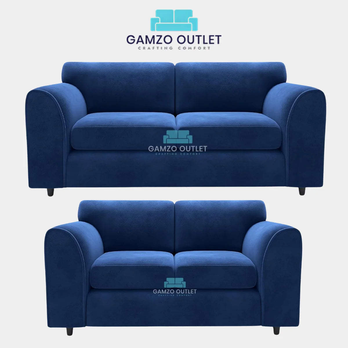 PLUSH FABRIC FULL BACK SOFA SET
