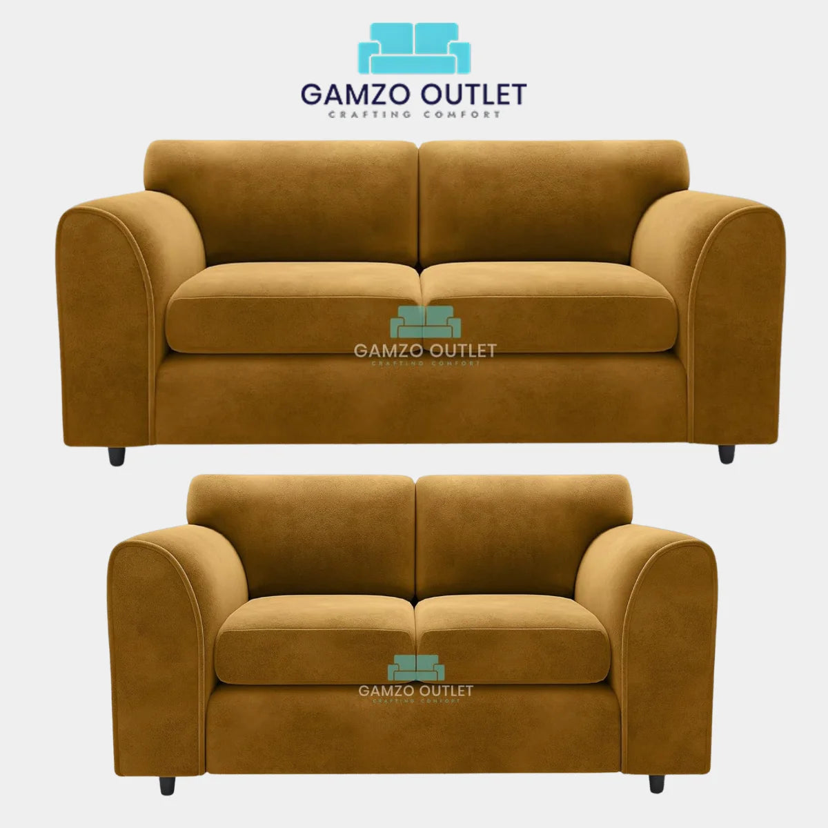 PLUSH FABRIC FULL BACK SOFA SET