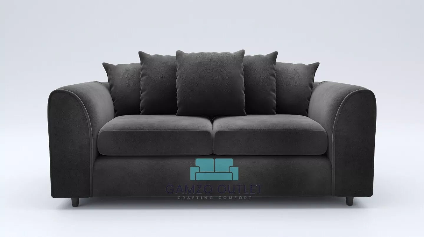 Plush Fabric 3 Seater Scatter Back Sofa