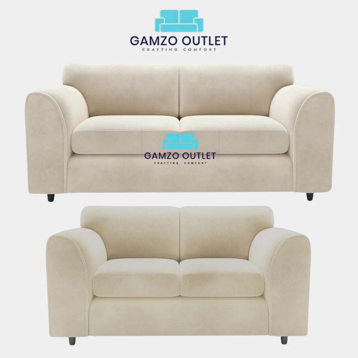 PLUSH FABRIC FULL BACK SOFA SET