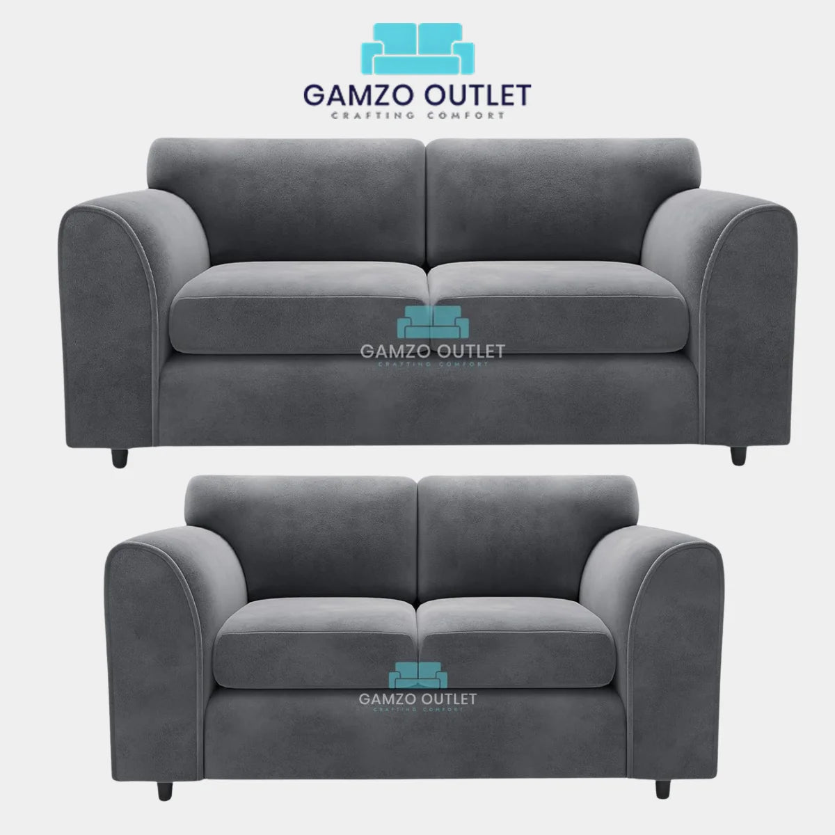 PLUSH FABRIC FULL BACK SOFA SET