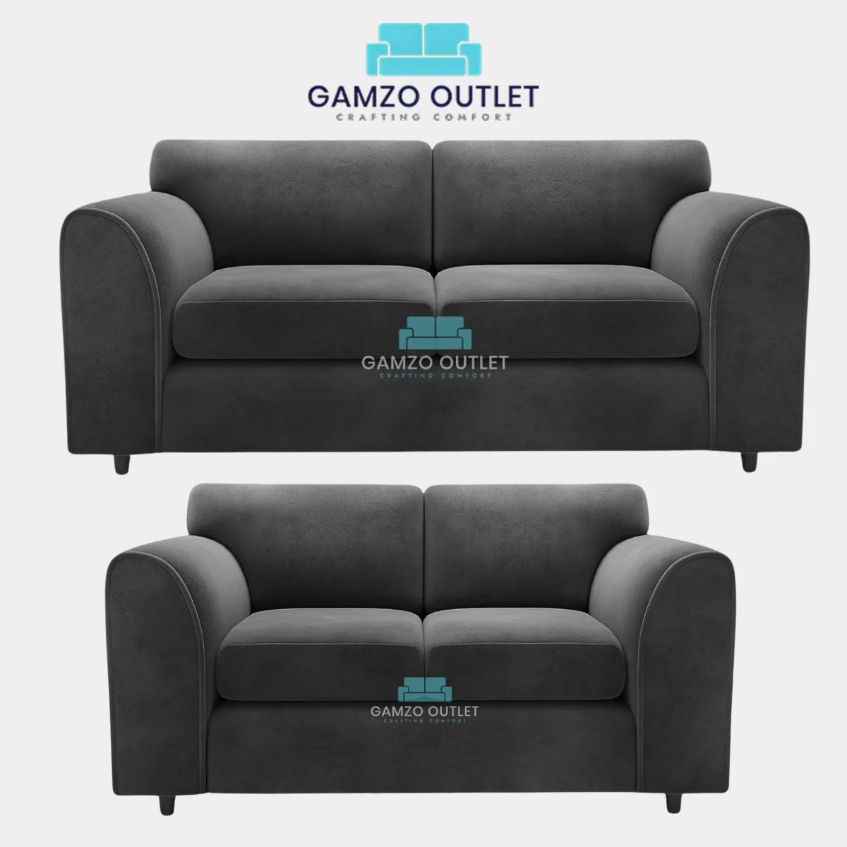 PLUSH FABRIC FULL BACK SOFA SET