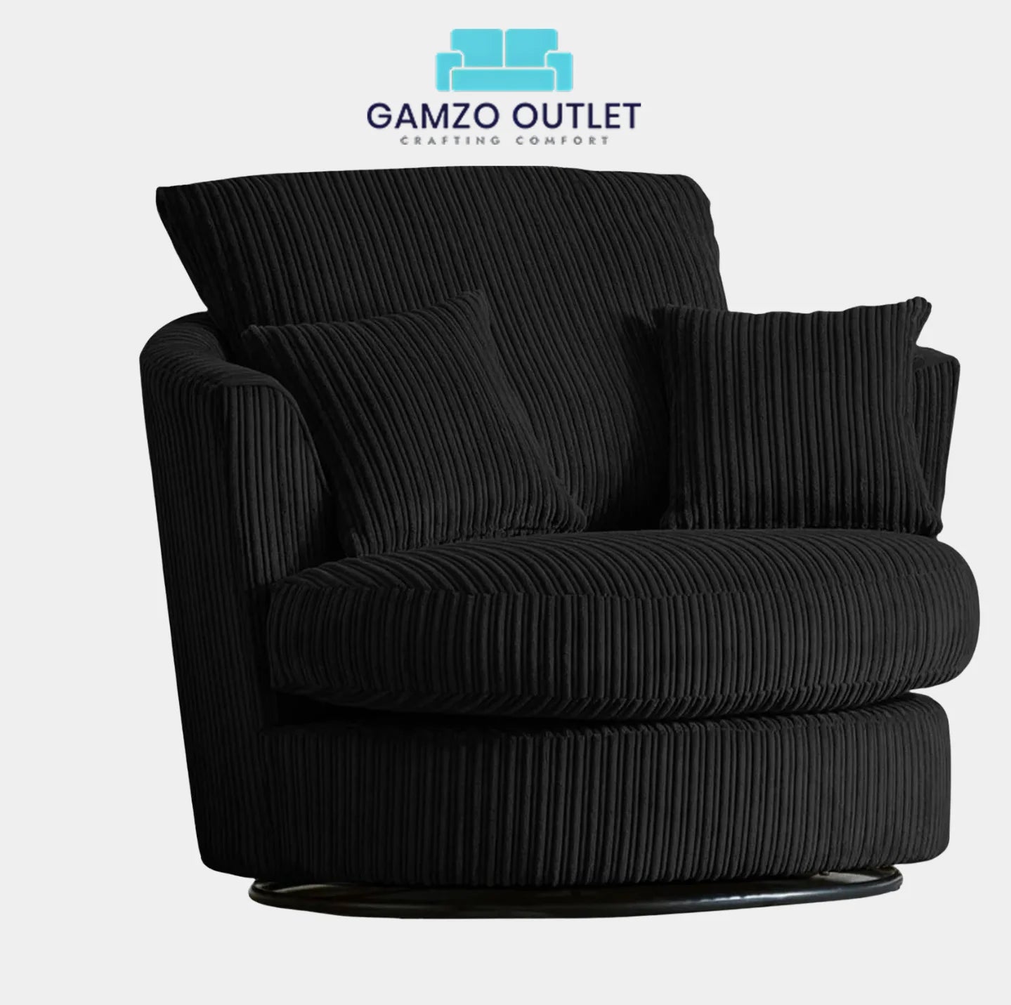 Jumbo Cord Fabric Swivel Chair
