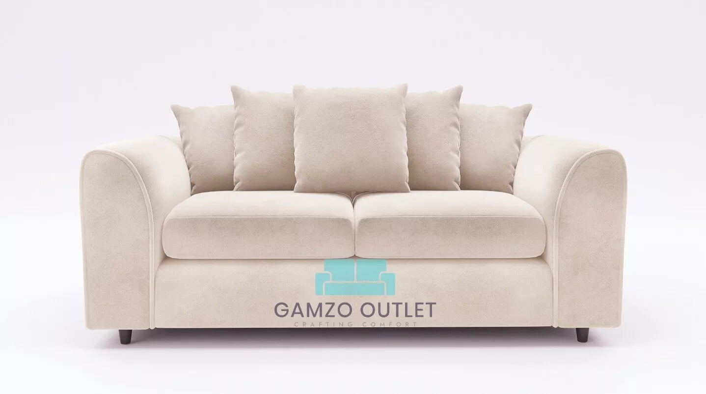 Plush Fabric 3 Seater Scatter Back Sofa
