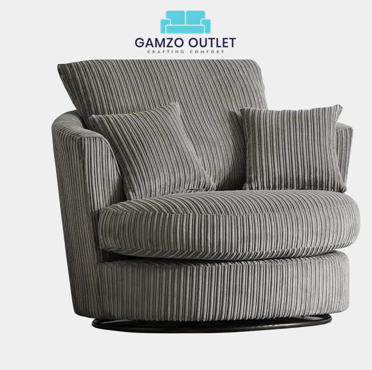 Jumbo Cord Fabric Swivel Chair