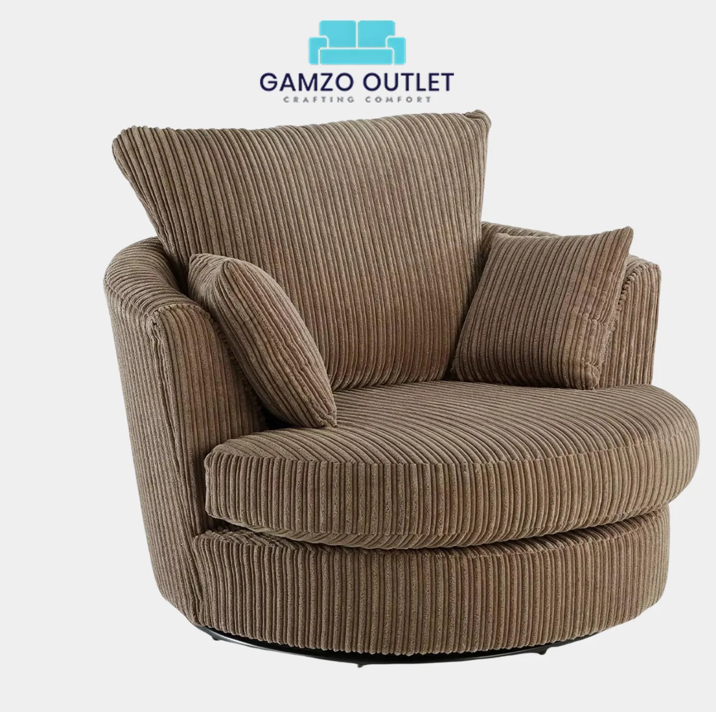 Jumbo Cord Fabric Swivel Chair