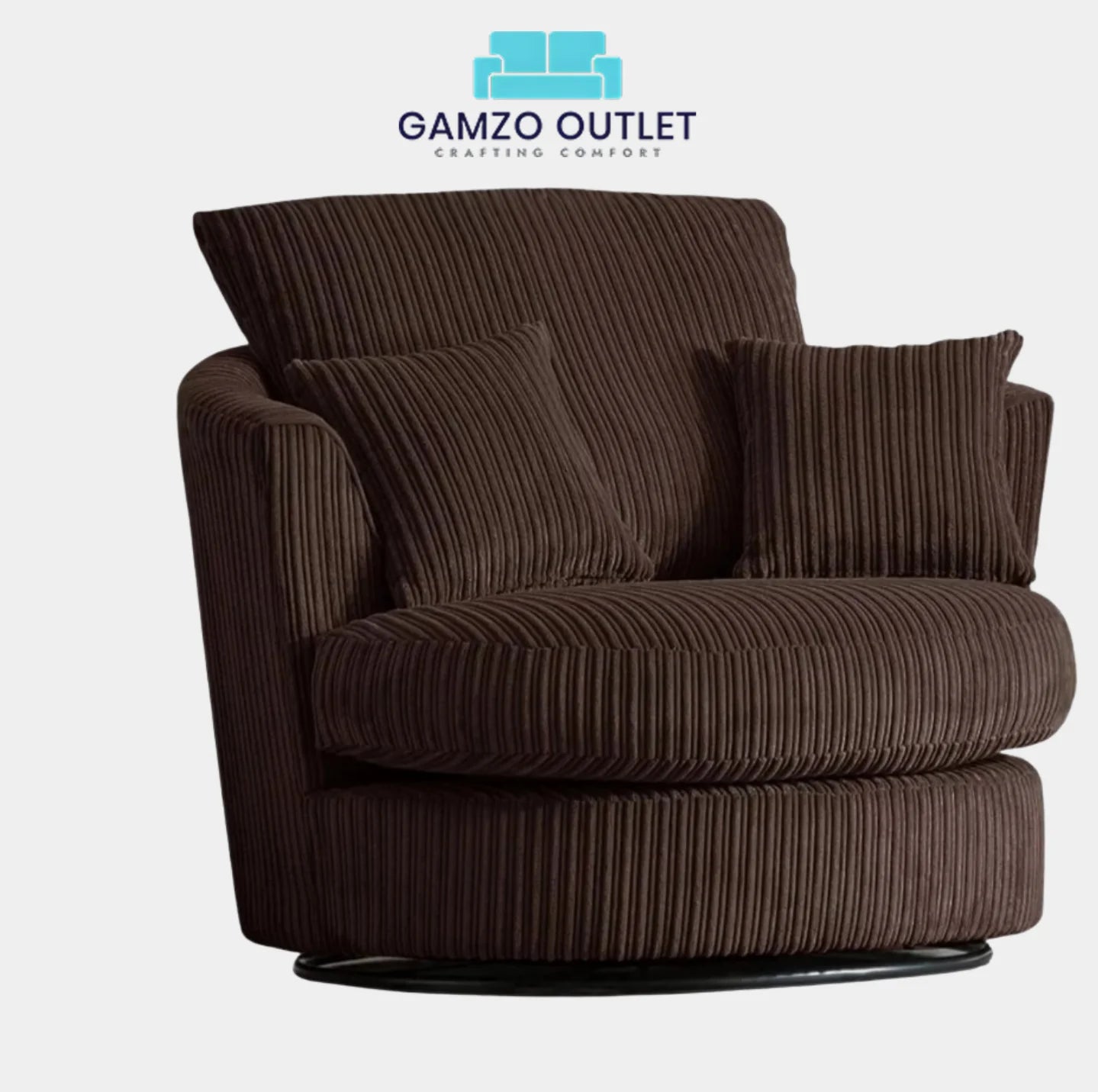 Jumbo Cord Fabric Swivel Chair