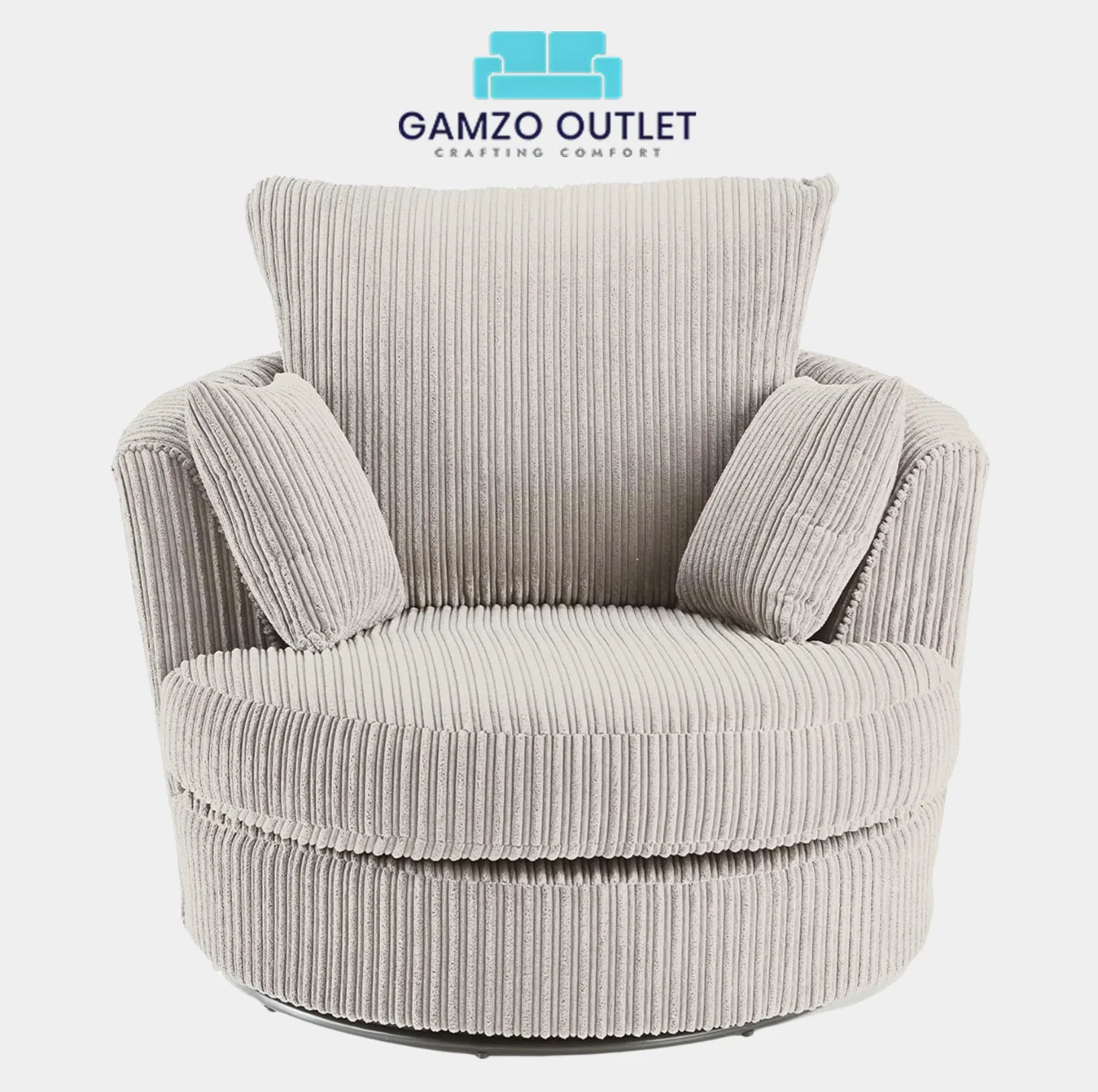Jumbo Cord Fabric Swivel Chair
