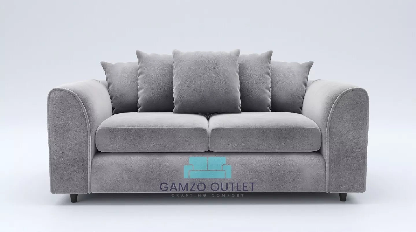 Plush Fabric 3 Seater Scatter Back Sofa