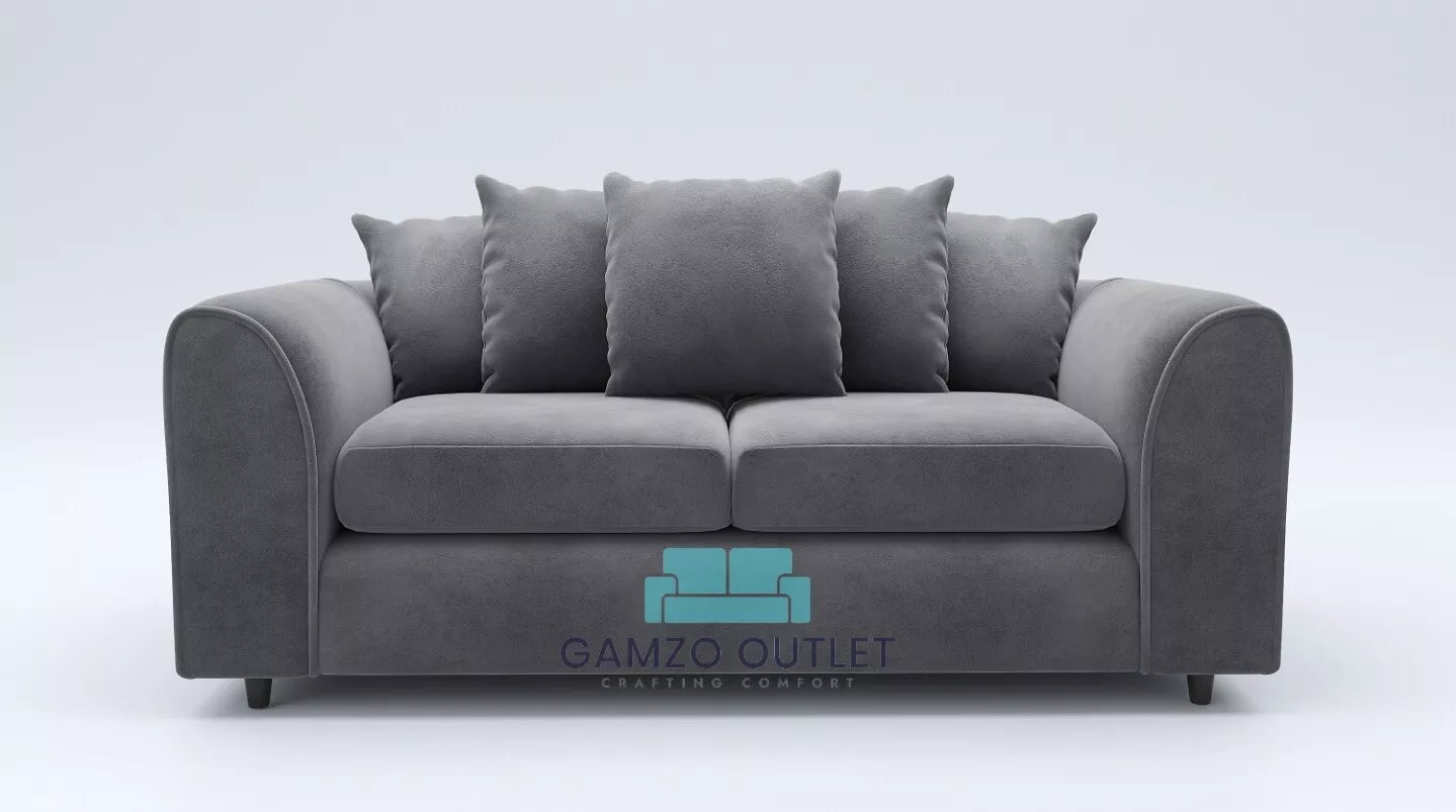 Plush Fabric 3 Seater Scatter Back Sofa