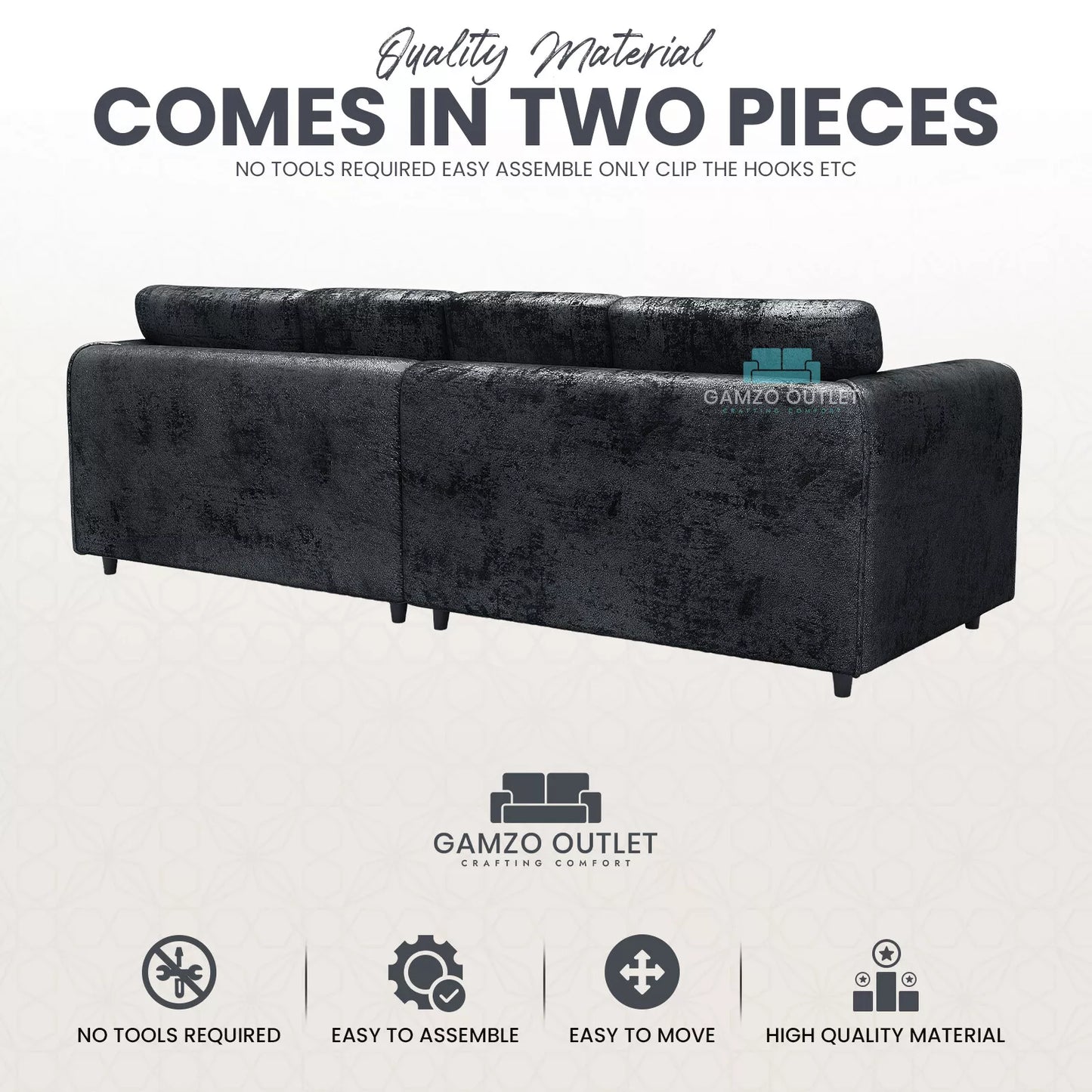 Crushed Velvet 4 Seater Full Back Sofa