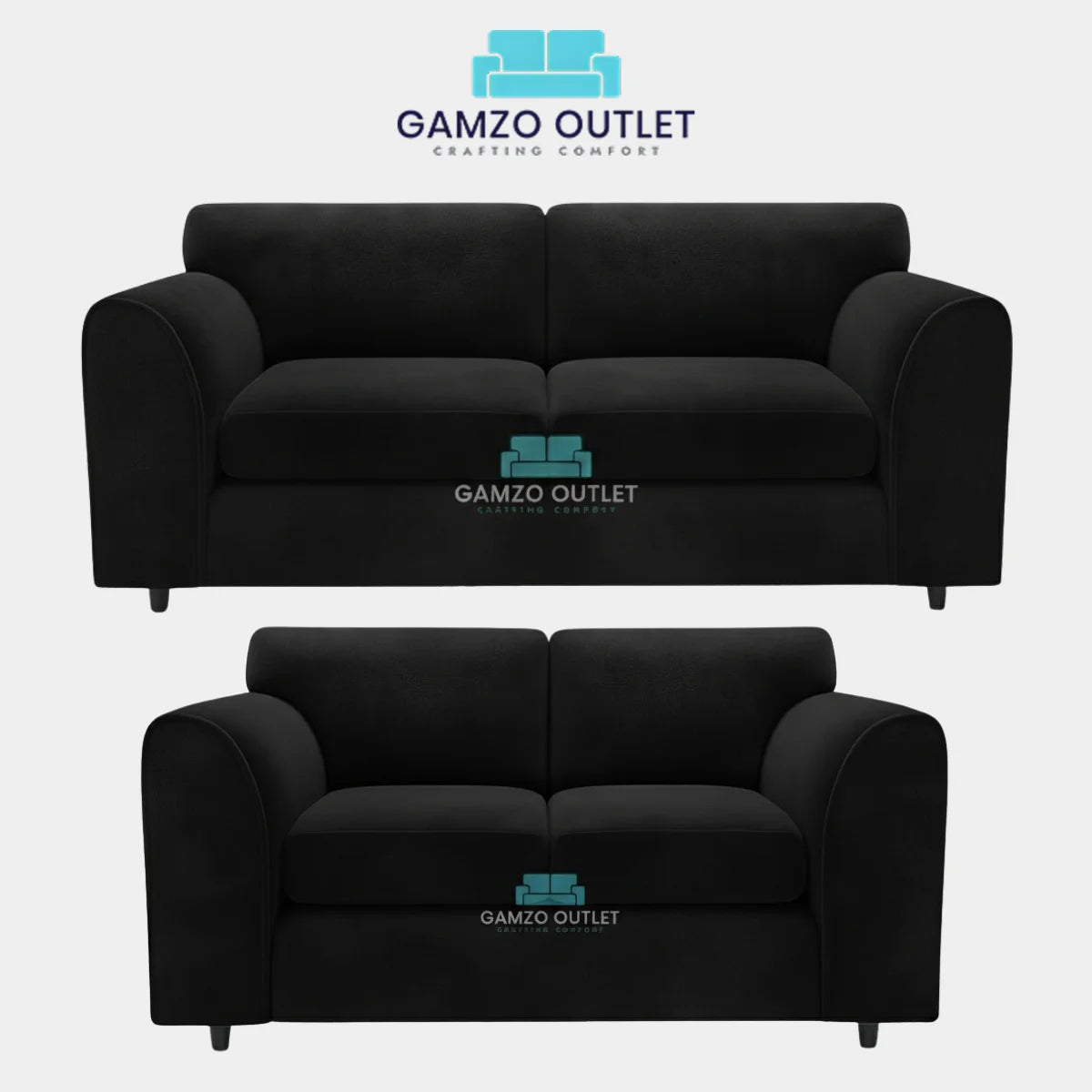 PLUSH FABRIC FULL BACK SOFA SET