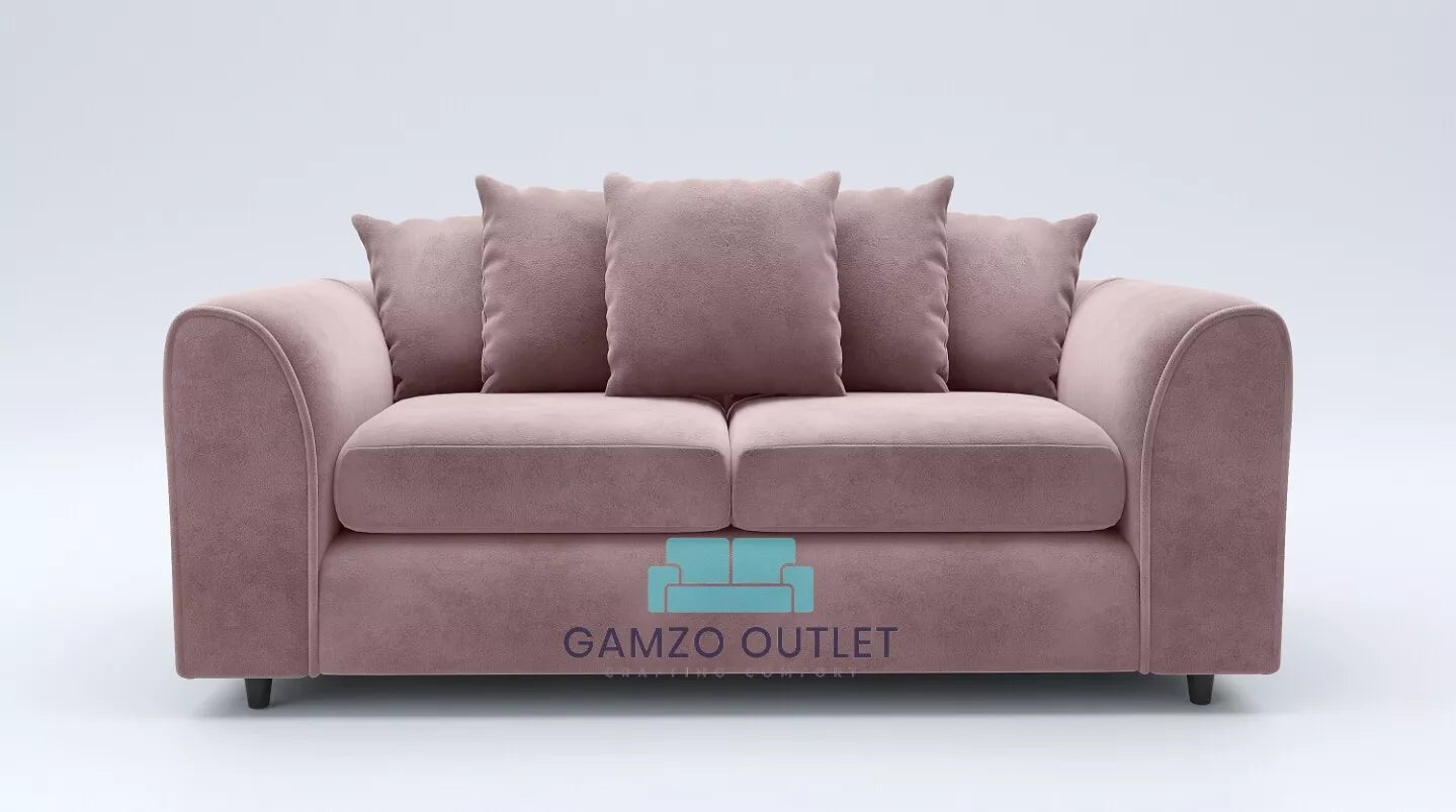 Plush Fabric 3 Seater Scatter Back Sofa