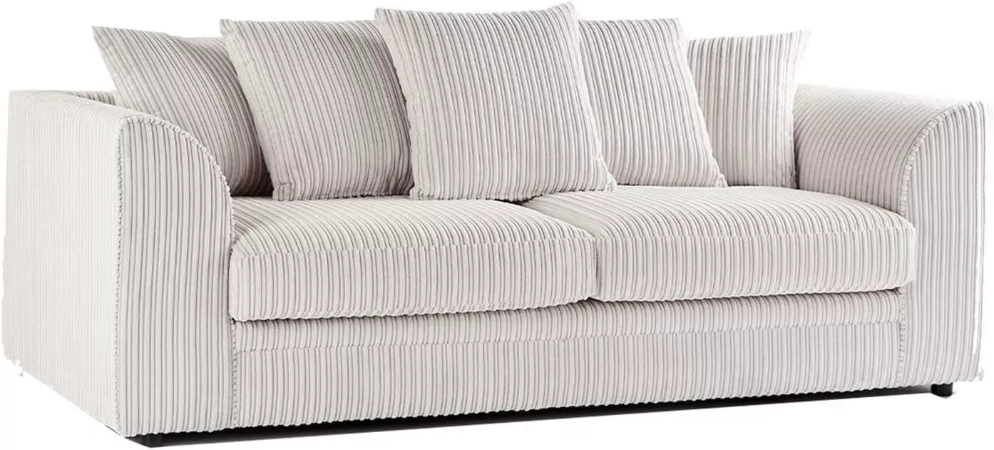 Jumbo Cord Fabric 3 Seater Scatter Back Sofa