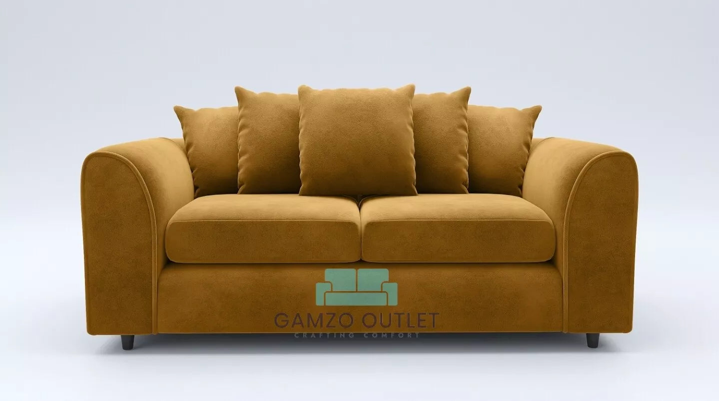 Plush Fabric 3 Seater Scatter Back Sofa