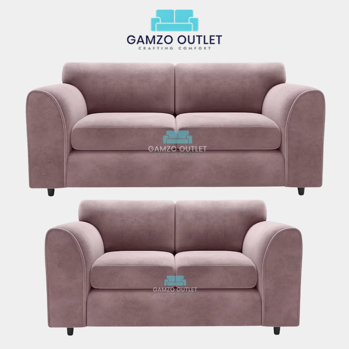 PLUSH FABRIC FULL BACK SOFA SET