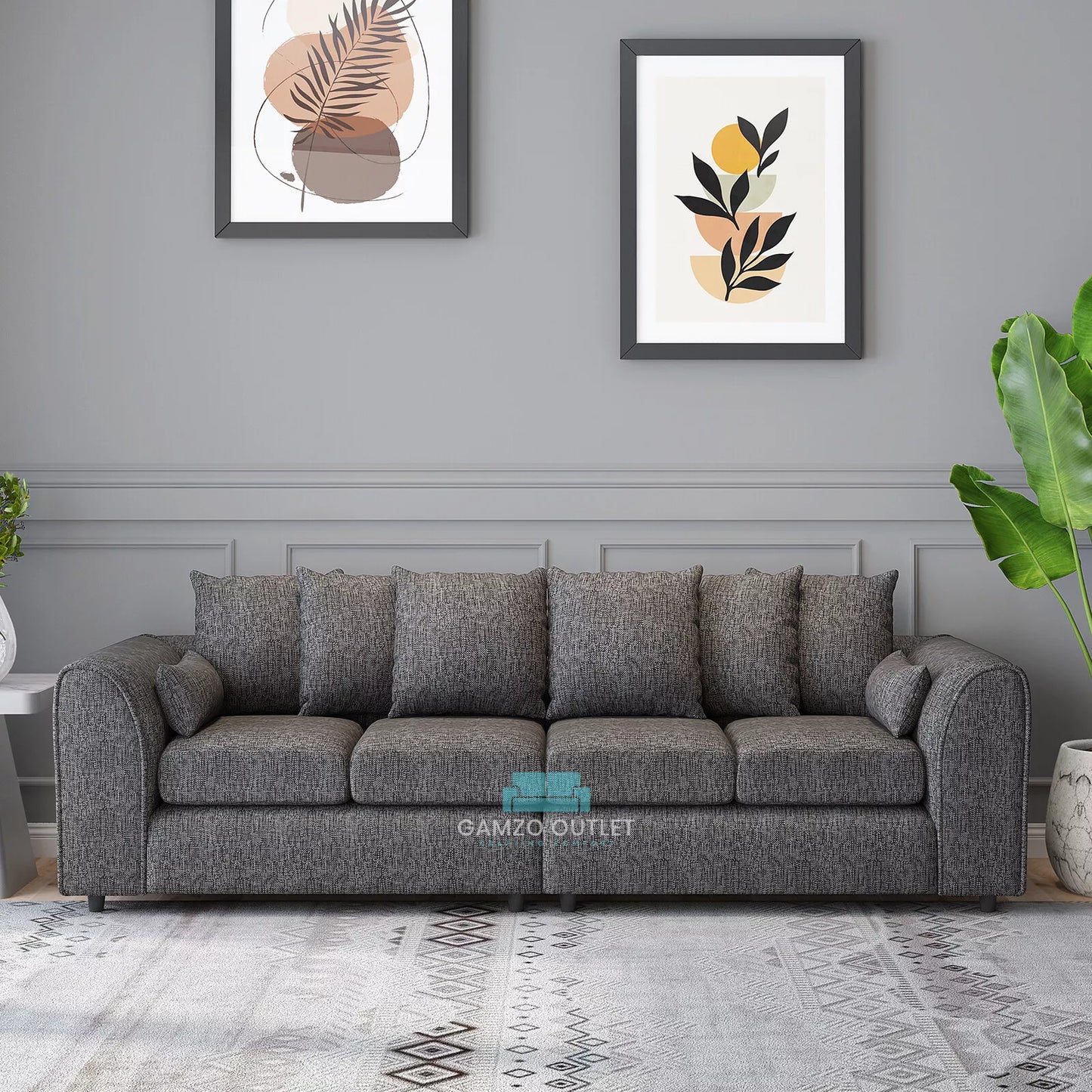 Lisbon Fabric 4 Seater Full Back Sofa