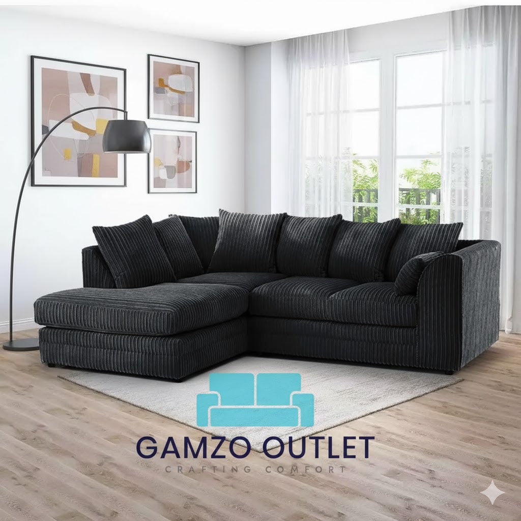 Jumbo Cord Fabric L Shape Scatter Back Sofa