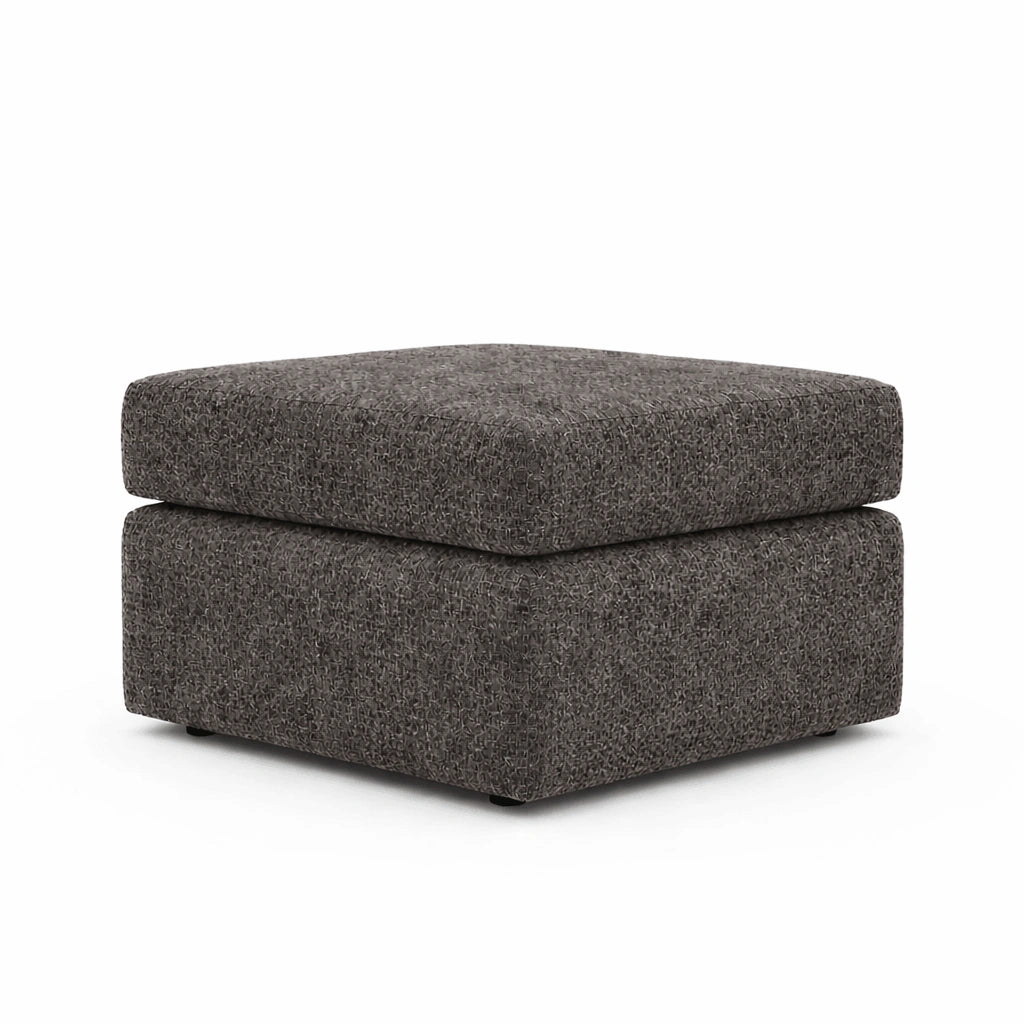 Slate boucle fabric footstool by Gamzo Outlet, showcasing soft textured upholstery and a compact, stylish design.