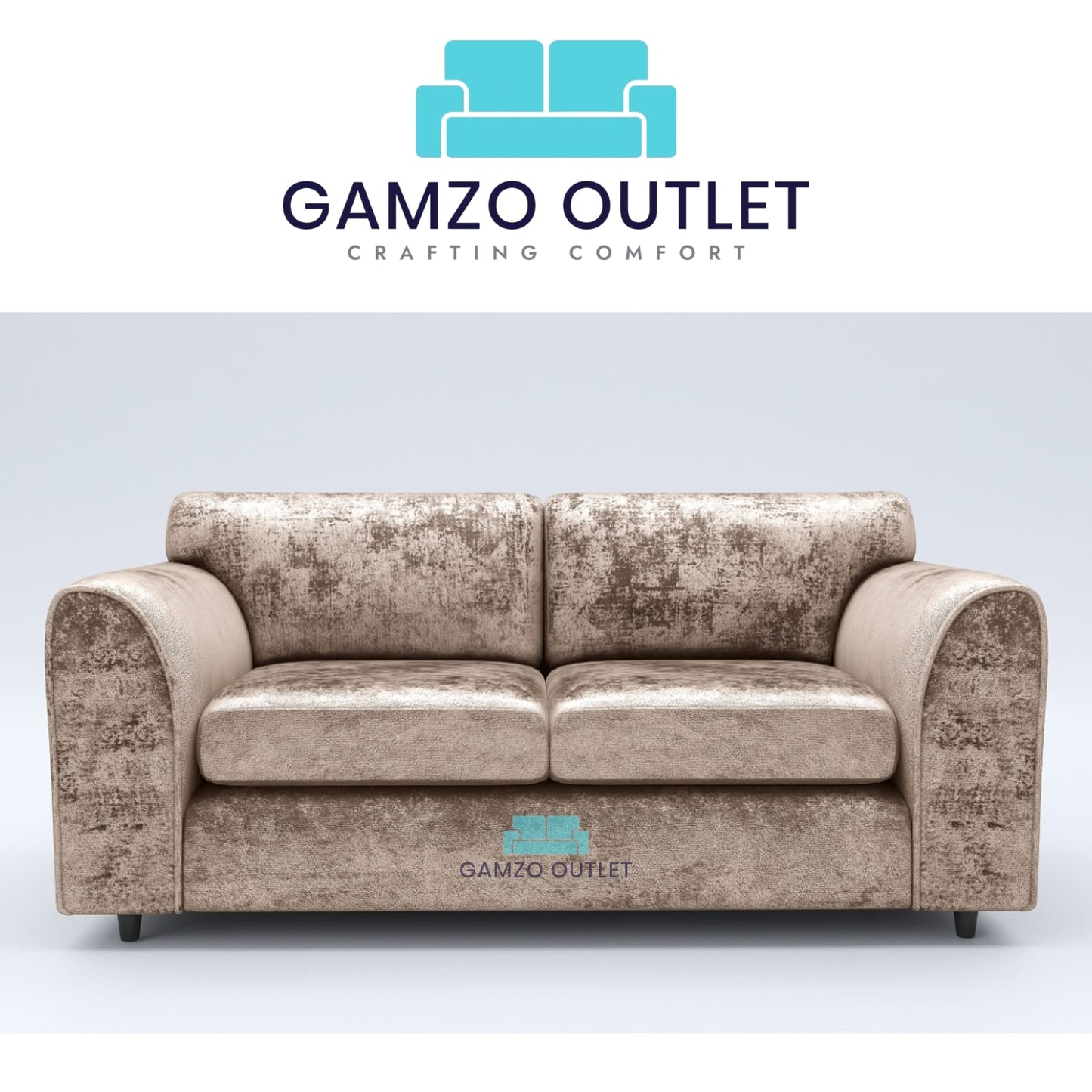 Crushed Velvet 3 Seater Full Back Sofa