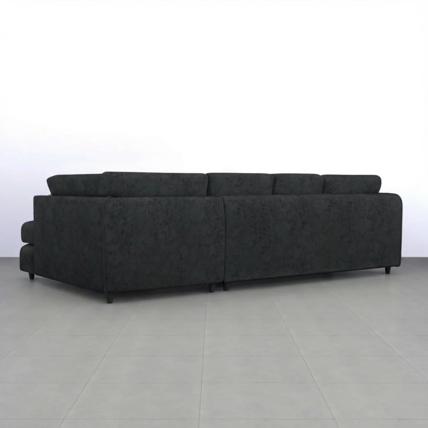 Black Alaska Full Back X L-Shaped sofa by Gamzo Outlet, featuring a modern L-shape design with plush seating and a sleek finish.