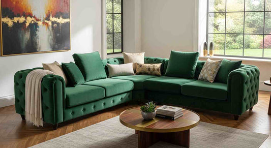 L shaped velvet sofa