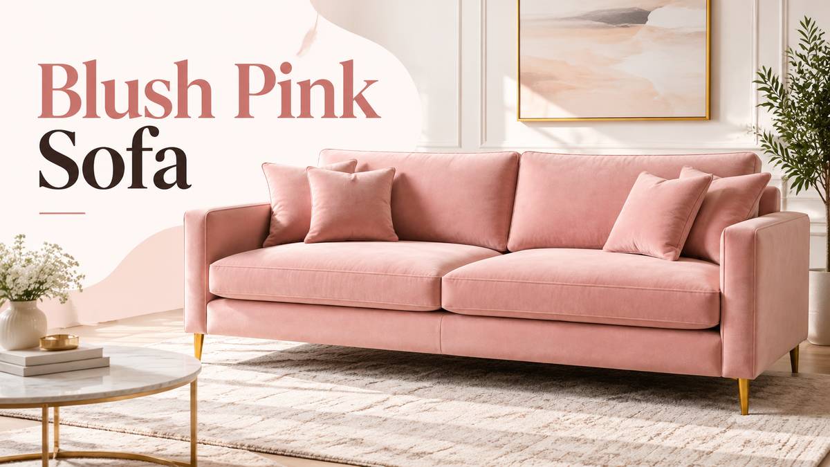 blush pink sofa