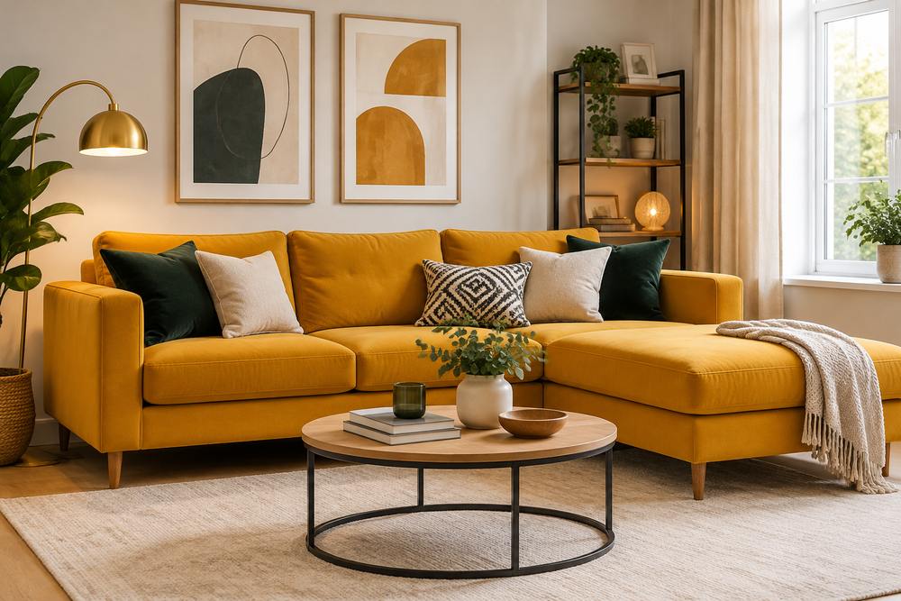 modern mustard sofa