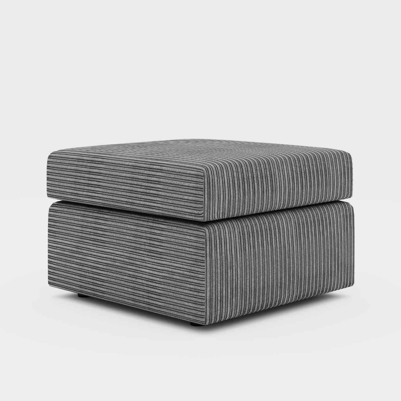 Gamzo Outlet jumbo cord footstool with soft, textured fabric and sturdy wooden legs, ideal for living room comfort and style.