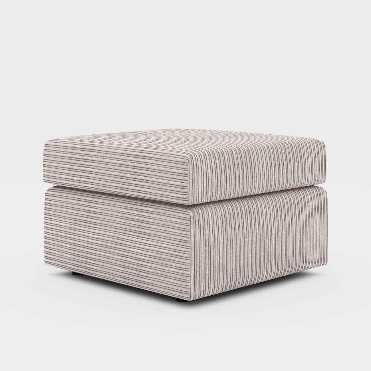 Gamzo Outlet jumbo cord footstool with plush fabric, rectangular shape, and sturdy wooden legs for comfortable seating or footrest use.