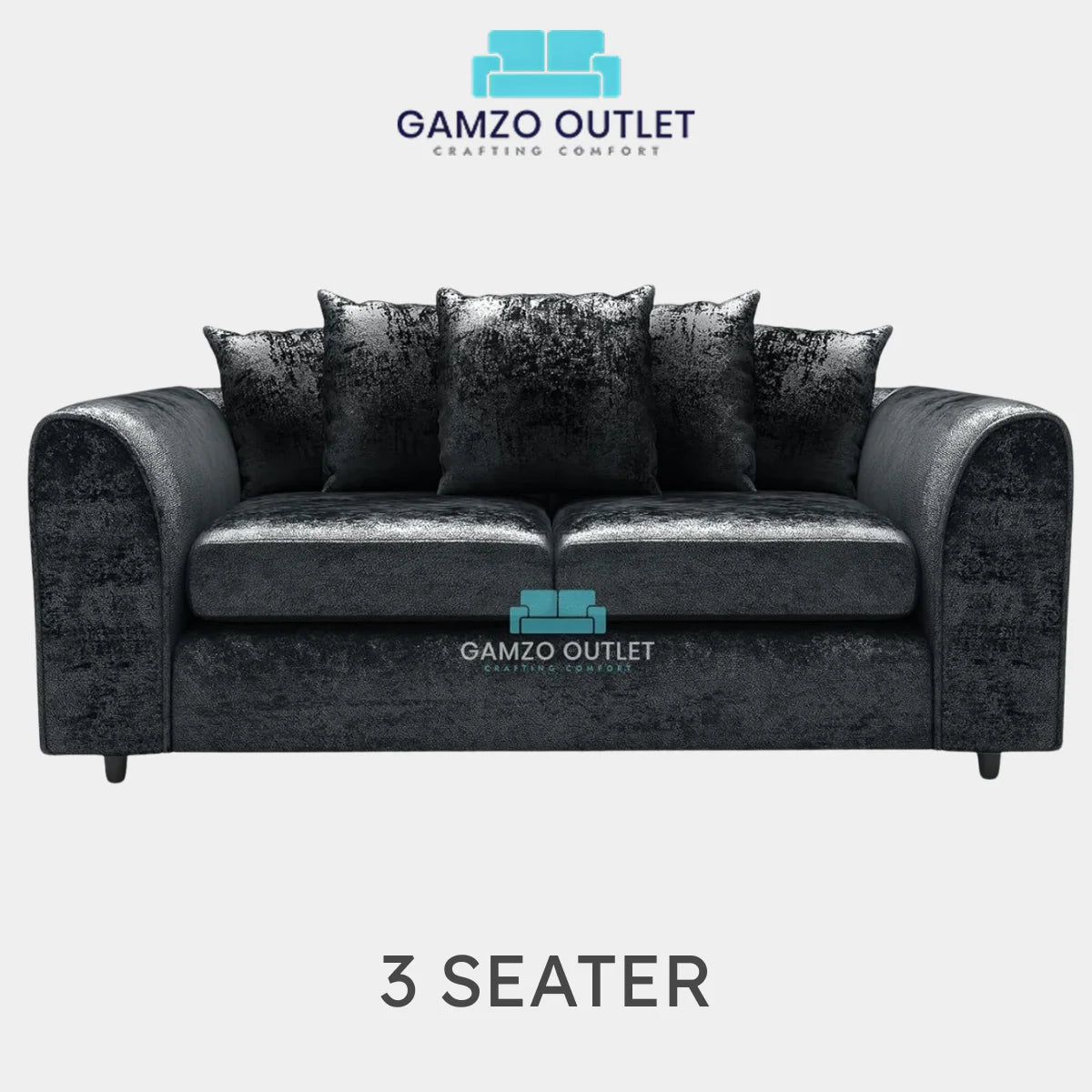 CRUSHED VELVET SCATTER BACK SOFA SET