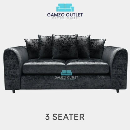 CRUSHED VELVET SCATTER BACK SOFA SET