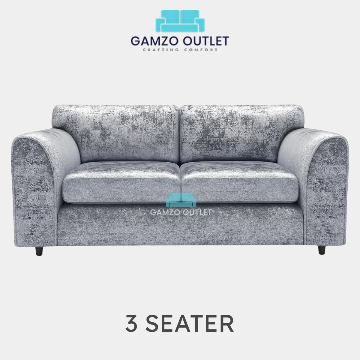 CRUSHED VELVET FULL BACK SOFA SET