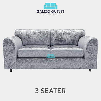 CRUSHED VELVET FULL BACK SOFA SET