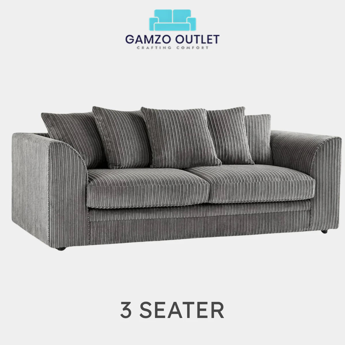 JUMBO CORD FABRIC SCATTER BACK SOFA SET