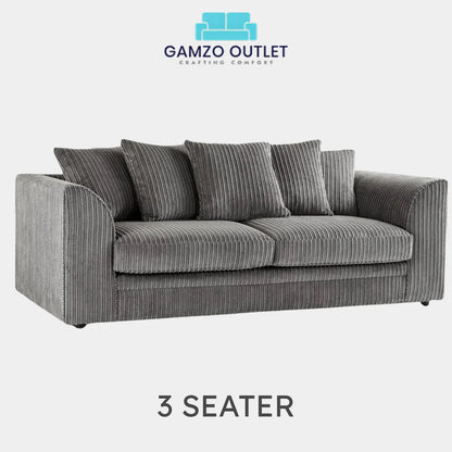 JUMBO CORD FABRIC SCATTER BACK SOFA SET