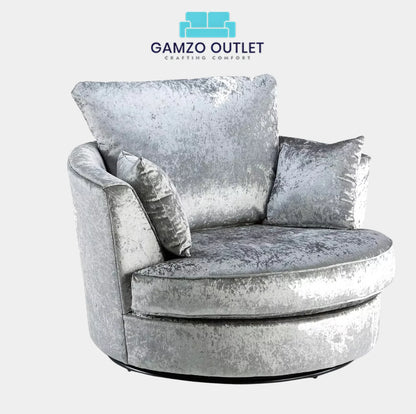 Crushed Velvet Swivel Chair - Gamzo Outlet