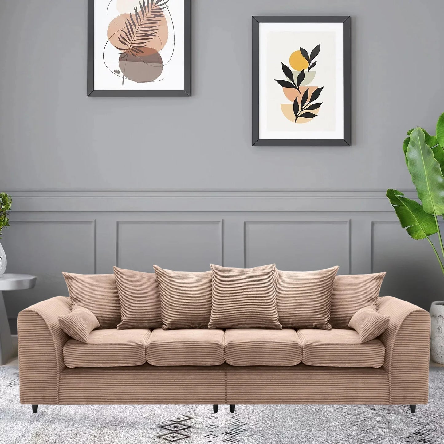 Jumbo Cord Fabric 4 Seater Scatter Back Sofa