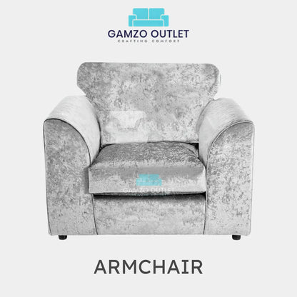 CRUSHED VELVET FULL BACK SOFA SET