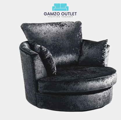Crushed Velvet Swivel Chair - Gamzo Outlet