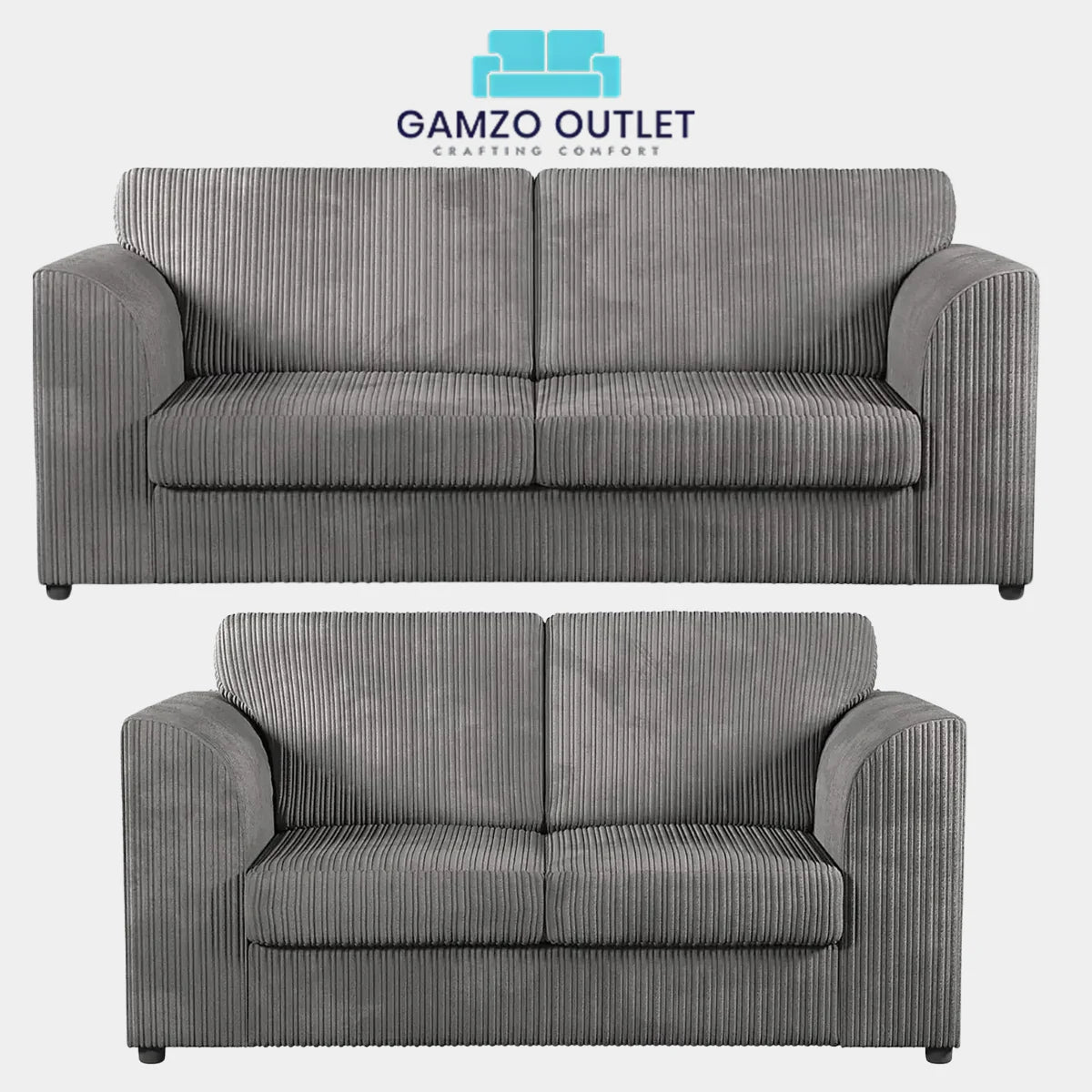 JUMBO CORD FULL BACK SOFA SET