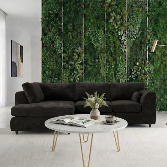 Plush Velvet Full Back XL L-Shape Sofa