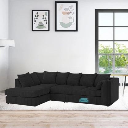 XL Jumbo Cord Fabric L Shape Scatter Back Sofa