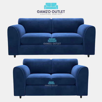 PLUSH FABRIC FULL BACK SOFA SET - Gamzo Outlet