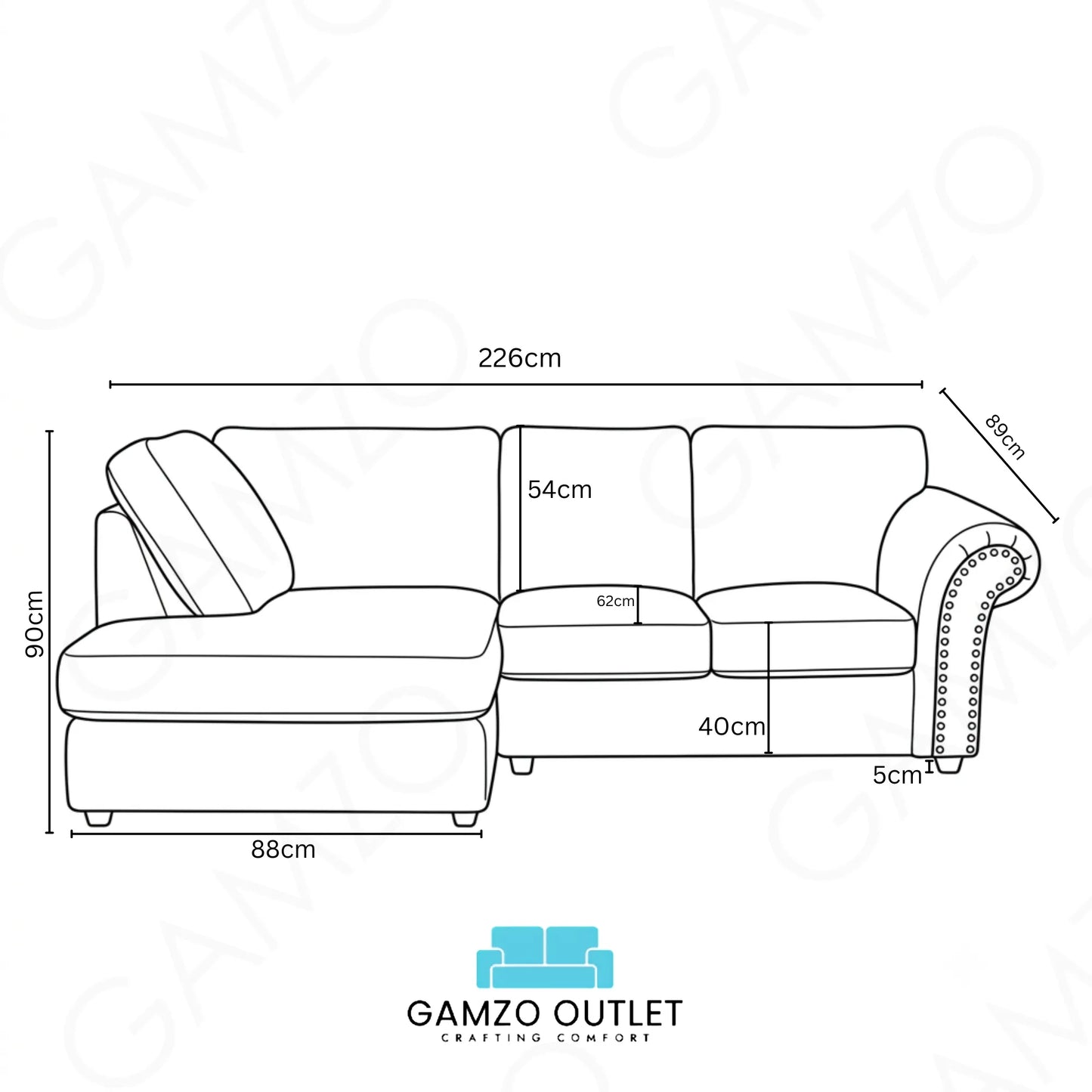 4 Seater Left Hand Facing Black