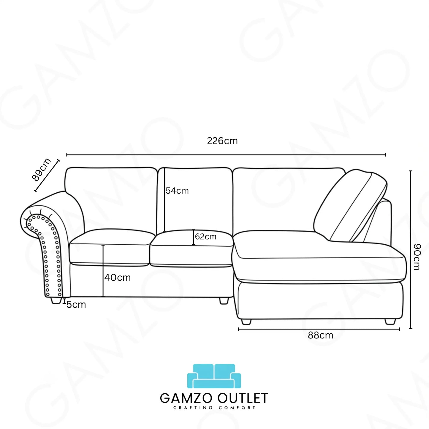 4 Seater  Right Hand Facing Cream
