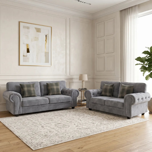 3 + 2 seater light grey